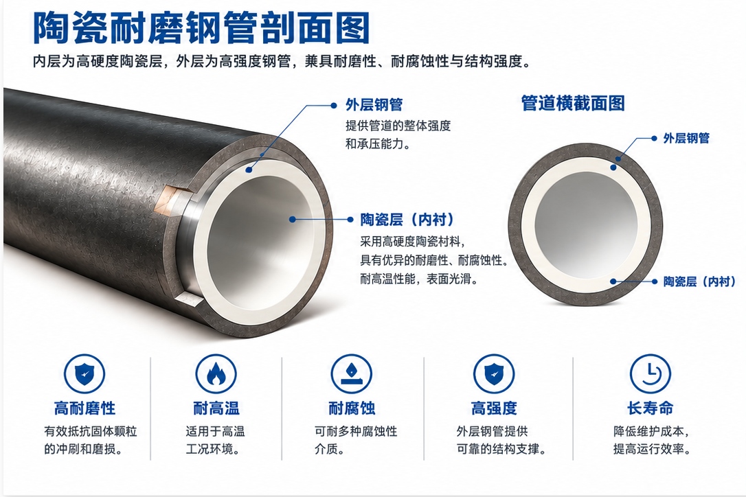 Ceramic Lined Wear-resistant steel straight pipe structure.jpg